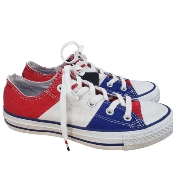 CONVERSE All Star Ox Sneakers Fly Your Colors America RWB Wide Stripe M4 W6 NWT - Picture 1 of 12